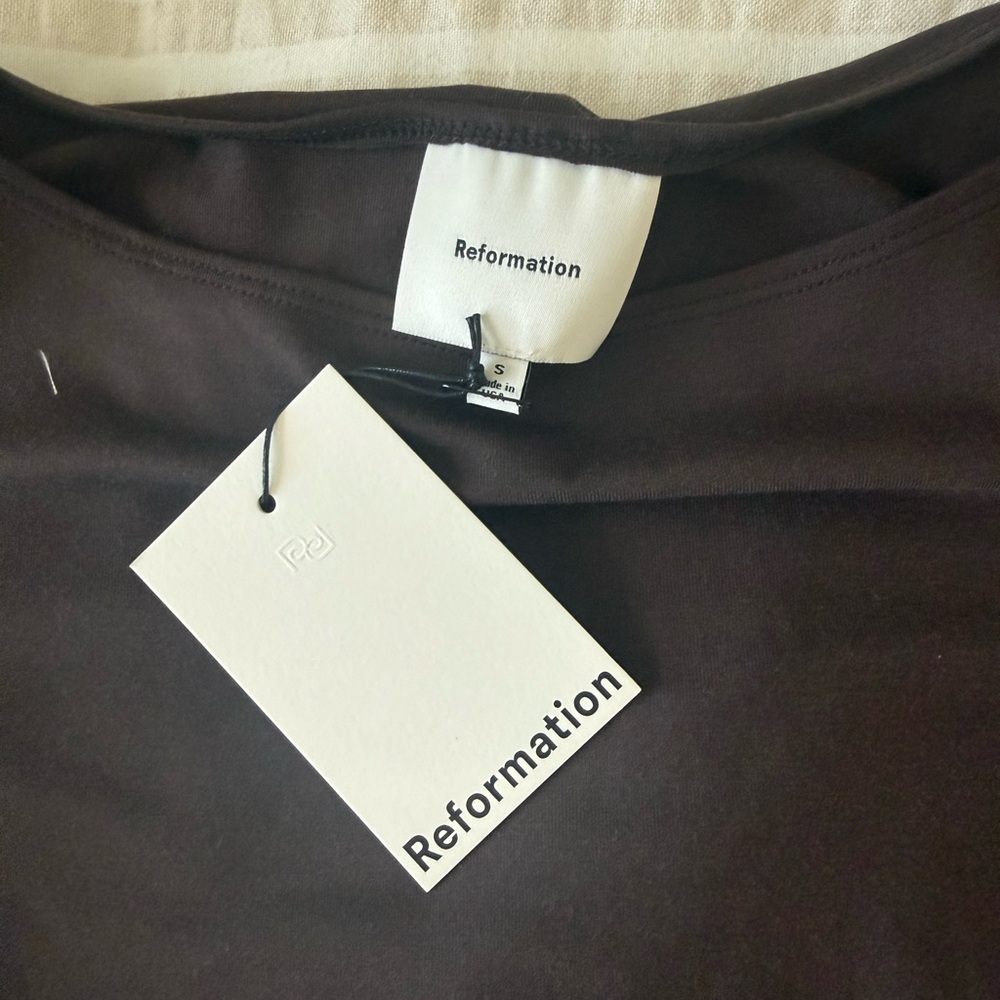 Reformation Chocolate Brown Boatneck Long-Sleeve Top - Picture 3 of 3